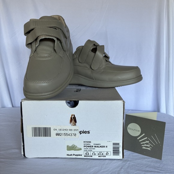 Hush Puppies Shoes - Hush Puppies POWER WALKER II TAUPE Leather Women's NEW Walking Shoes Size 9.5
